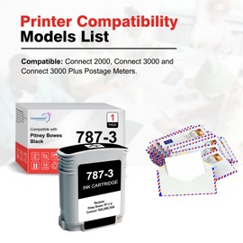 QUEENPRINT High speed printing 787 3 787-3 Black Ink Cartridge Compatible for Pitney Bowes 787-3 Black Postage Machine Ink | Cartridge for Sendpro P/Connect+ Series Mailing System-1pk