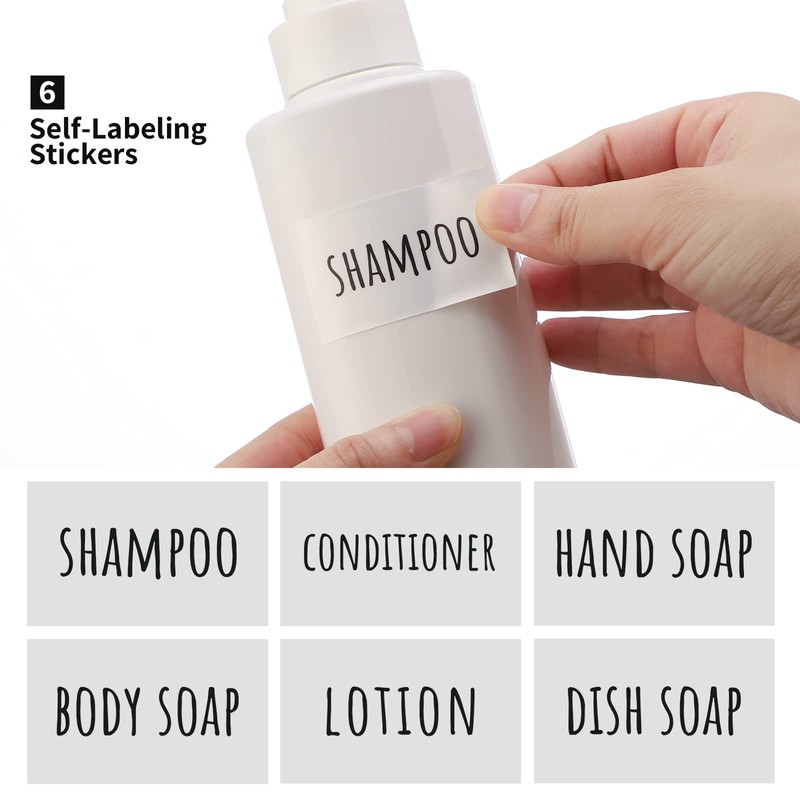 Segbeauty Soap Dispenser with Labels, 3 Pieces 300 ml Shampoo