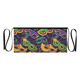 Aflyko Waist Apron Mardi Gras Short Waitress Server Apron Chef Half Apron Waiter Bartender Waterproof 3 Pockets Apron for Garden Kitchen Restaurant