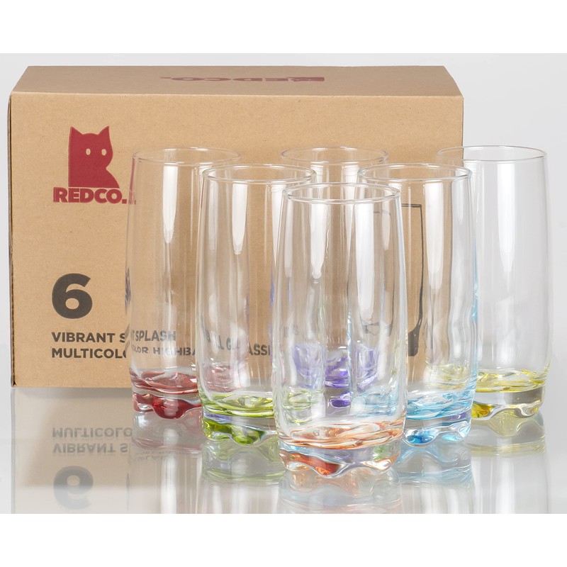 Vibrant Splash Water, Beverage Highball Glasses, 13.25 Ounce - Set