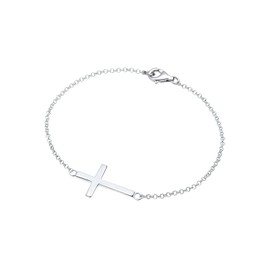 Elli Women's Cross Faith Bracelet in 925 Sterling Silver Rose Gold-Plated, Sterling Silver Metal, None