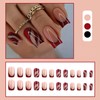 Mkwntg Red French Tip Press on Nails Medium Square Fake