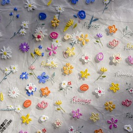 Flower Nail Stickers for Nail Art 2Sheets 5D Exquisite Flower Nail Stickers Colorful Flowers Nail Supplies Summer Flower Leaf Plant Daisy Butterfly Simple Floral DIY Adhesive Accessories for Nails Art