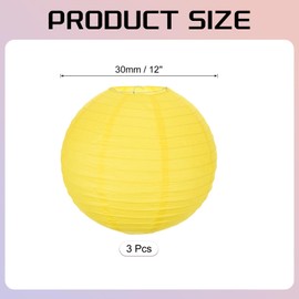 MECCANIXITY 3PCS Paper Lanterns Decorative, 12 Inch Lemon Yellow Round Hanging Ball Lantern Chinese Lanterns for Home Decor, Birthday, Wedding,Christmas Party