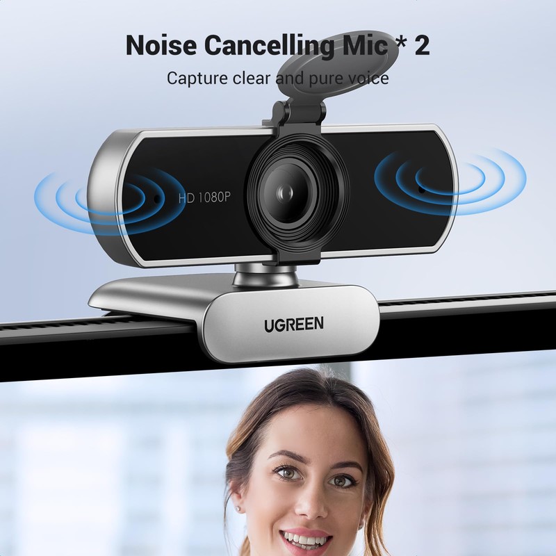 UGREEN Webcam for PC, Full HD 1080P/30fps Webcam for Laptop,