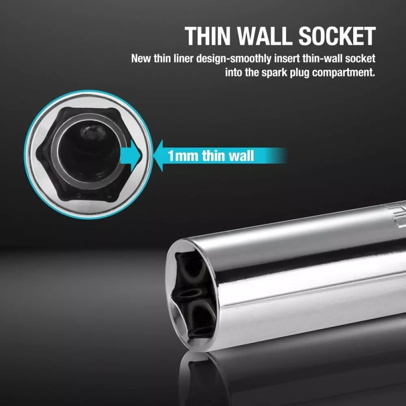 DURATECH 5/8" Swivel Magnetic Spark Plug Socket Thin Wall Spark