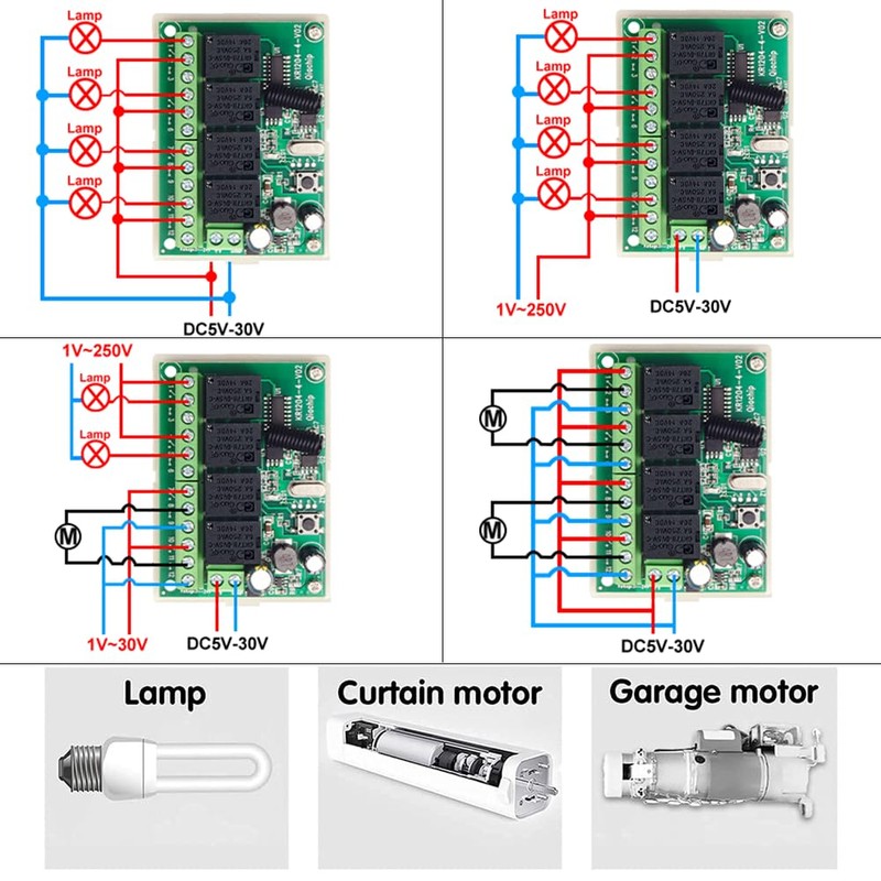 QIACHIP 433Mhz Wireless RF Switch Long Range DC 12V 4CH