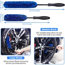 Juego de 10 Cepillos de Rueda para Limpiar Ruedas y Neumáticos, Cepillo para Polvo de Rueda y Llanta, Cepillos para Detalles de Coche para Polvo de Neumáticos