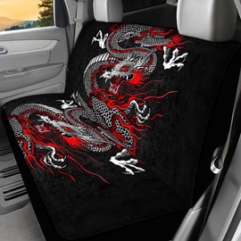 Brosoneto Car Rear Seat Cushion Cover Dragon Print Car Rear Seat Cushion+Car Rear Backrest Cushion Car Accessories Fit for Most Car Protector Universal Suit