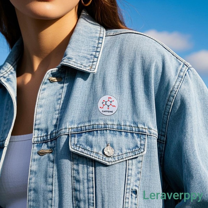 Leraverppy Enamel Pin,Caffeine Chemical Molecule Lapel Pin,Emotion Support Badge,Chemistry Science