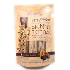 180 Snacks, Skinny Rice Bar, Almond & Chocolate Chips, 10 Bars