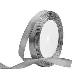 Grey Satin Ribbon 10 mm x 22 Metres Fabric Ribbons for Gift Wrapping, Bouquets, Crafts and Wedding Decoration