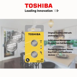 TOSHIBA CR1620 3V Lithium Coin Cell Child Resistant Blister Package (6 Batteries)