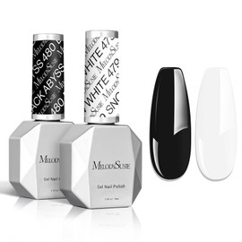 MelodySusie Thick Gel Nail Polish Set- 2 Pcs 15ML Black & White Gel Polish Set Soak Off UV LED White Gel Polish Christmas Gift for Women Nail Art Manicure Salon DIY Nail Design Decoration at Home