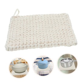 IMIKEYA 2 Pcs Hanging Heat Proof Mat Crochet Coaster Crochet Trivet Kitchen Hot Pad Cup Cushion Round Table Mat Pans Holders Dish Fabric Tripod Pot Cushion White Cotton Japan Dining Table