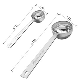 Safring Coffee Scoop Set, Tablespoon Scoop 2 Pc Set (1 Tbsp & 2 Tbsp), Stainless Steel Measuring Spoons for Ground Coffee with Long Handles, for Tea, Sugar, or Flour