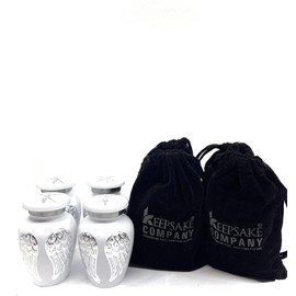 Keepsake Company Small Urns for Human Ashes - Angel Wings Mini Urns for Human Ashes - Cremation Keepsakes urns for Ashes - Ash Holders for Human Ashes – Urn -ERN - Tiny Urns for Men - (Set of Four/4)