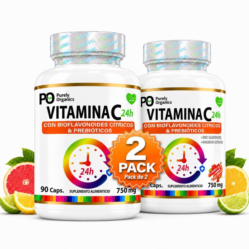 Vitamina C 24h con Bioflavonoides y Prebióticos |Combo duo| Con