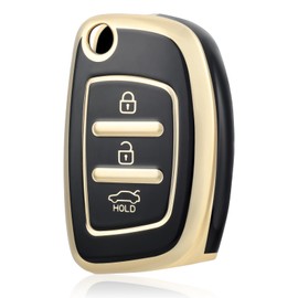 OFF WE GO Car Key Case for Hyundai Key Case Cover for i20 i30 i40 i10 ix20 ix30 ix25 ix35 ix45 ix55 Santa Fe Tucson Elantra Accent Car Key Protective Case Key Box Black Gold