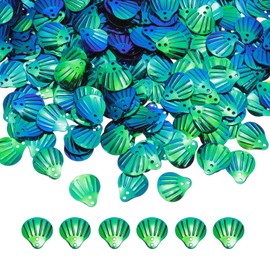 sourcing map 50 Gram Loose Sequins 13 MM Seashell Sequins and Spangles with 2 Holes for Earrings Clothing Accessories Embroidery Sewing DIY Art Crafts Supplies, AB Black