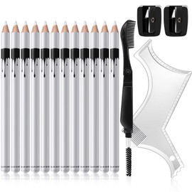 12Pcs Barber Pencil with 2 Sharpener 1 Sharpener Ruler Brush, White Magic Hairline Pencils for Lineup Beard Shaping Beard Guide Pen Barber Chalk for Beards Hair Makeup Design for Men