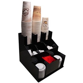 Coffee Cup Dispenser and Lid Holder Organizer Condiment Stirrer, Sugar Cup Caddy Organize and Display Your Beverage Counter with Style (1010)