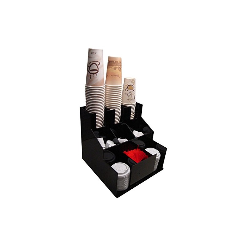 Coffee Cup Dispenser and Lid Holder Organizer Condiment Stirrer, Sugar