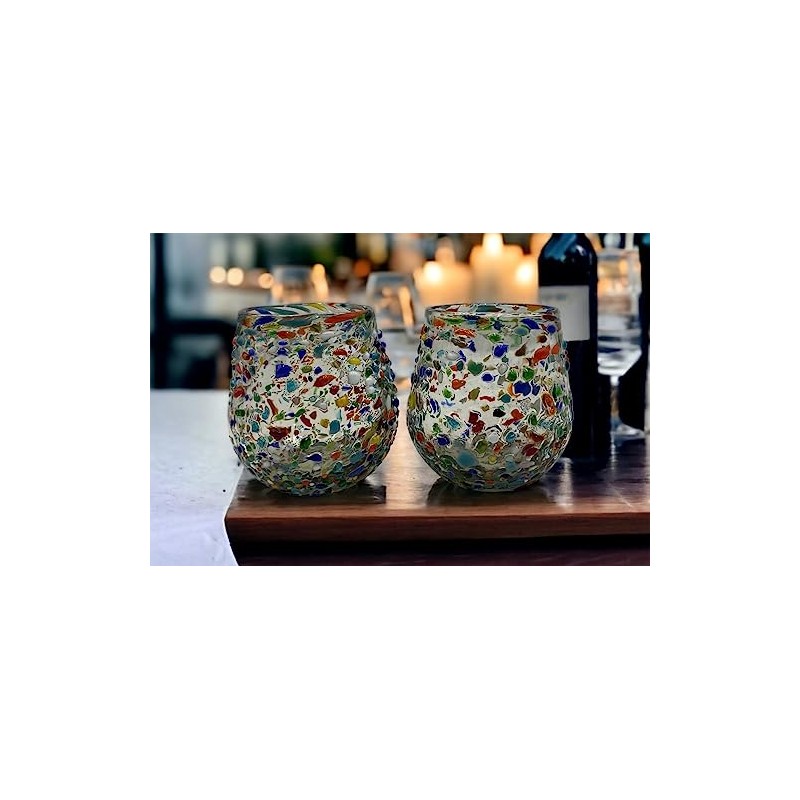 Mexican Confetti Rock Wine Glasses - Set of 2 |