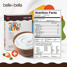 Belle + Bella Non-Dairy Vegan Yogurt Starter - Gluten Free, No Added Sugar, Non GMO - Makes 12 Quarts Vegan Yogurt - 2 Billion Live Cultures - Mix with Any Dairy Free or Dairy Milk - 3 Boxes
