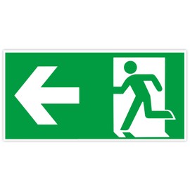 Protecticure Hochwertiges Notausgangsschild Pfeil links - 30x15 cm langnachleuchtend + selbstklebend - Original Protecticure Fluchtwegschild PVC -Rettungszeichen/Rettungsschild/nachleuchtend