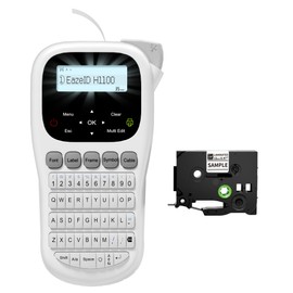 EazeID Label Maker Machine with Tape Waterproof, Keyboard Label Maker Portable with Backlit Screen, Multiple Fonts & Symbols, Inkless Labeler for Home Office School Use, H1100