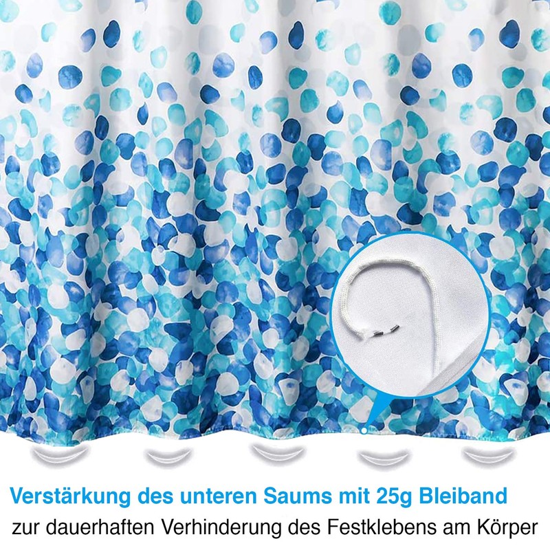 Wolke sieben Premium Shower Curtain, Bathroom Curtain, Polyester, Waterproof, Washable,