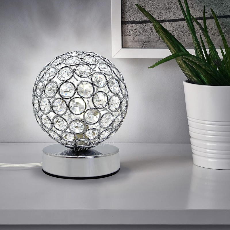 Crystal Globe Desk Lamp Chrome Ball Bedside and Table Lamp