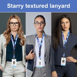 cobee Starry Sky Badge Lanyards, ID Badge Lanyards with Swivel Lobster Clasp and Quick-Release Buckle Starry Sky Crossbody Necklace for Name Badge ID Card Nurse Teacher Student (Starry Sky-D)