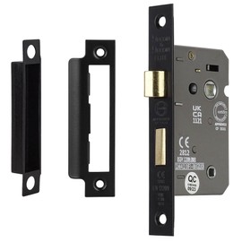 Decoranddecor Bathroom Mortice Lock - 3inch / 76mm - Matt Black - Fire Rated - UKCA & CE Approved