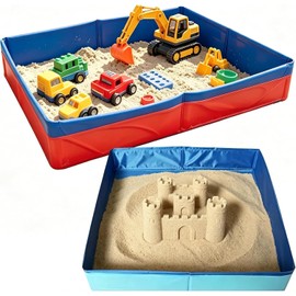 2 Pack Foldable Sandbox，20 Inch Portable PVC Sand Box for Pets Outdoor Indoor Play Sand Tray Foldable Puppy Swimming Pool