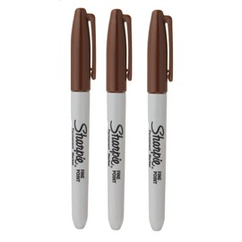 Sharpie Permanent Markers, Fine Point, 3-Count (Brown)
