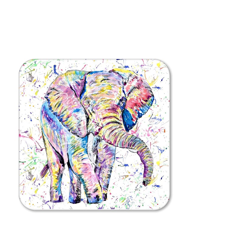 Coaster Elephant adult wild Animals Coasters Watercolour Art Gift Work