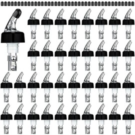 Automatic Measured Bottle Pourer Spout Bottle Pourer Liquor Bottle Pourers Bottle Jigger Quick Shot Spirit Measure Pourer, 1 oz/ 30 ml (Clear, Black,80 Pieces)