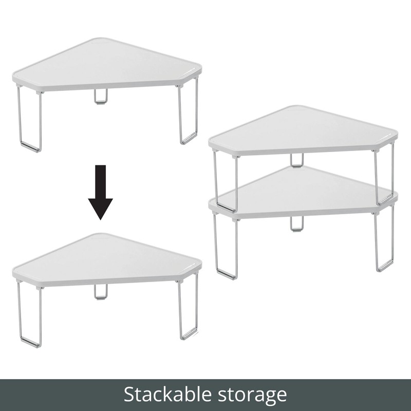 mDesign Plastic/Steel Corner Stackable Rack, Storage Organizer Shelf for Bathroom,