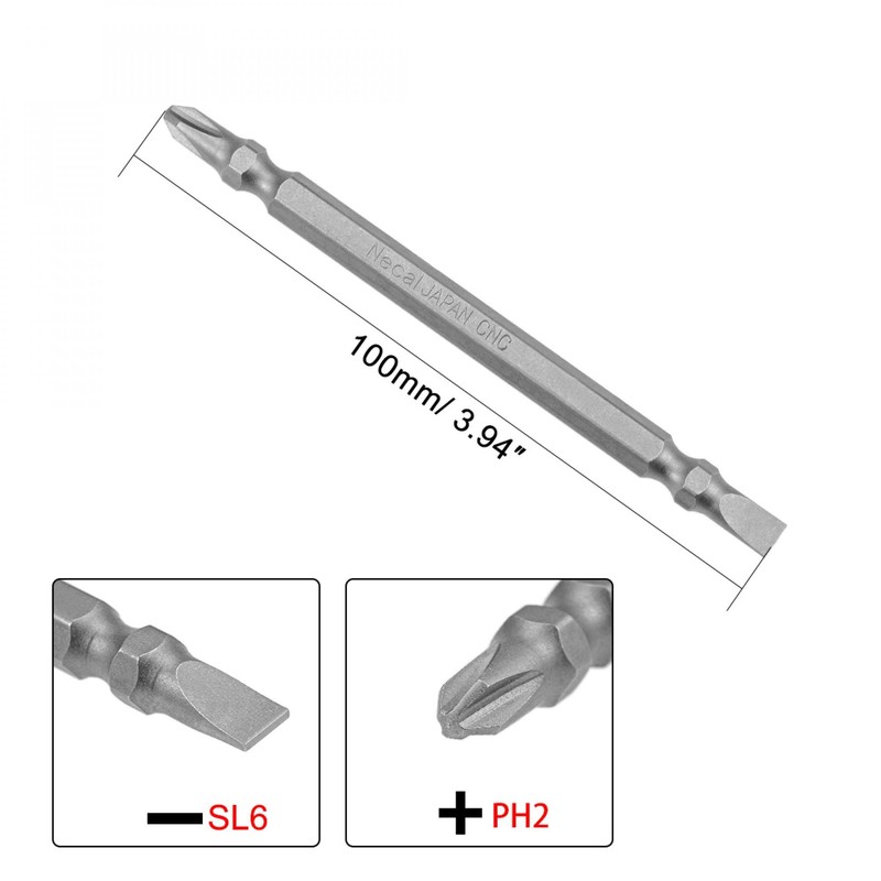 uxcell PH2/SL6 Magnetic Double Ended Screwdriver Bits, 1/4 Inch Hex