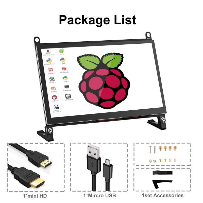 wisecoco 7 Inch Touchscreen Monitor for Raspberry Pi HDMI IPS