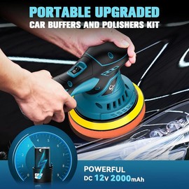 Cordless Buffer Polisher, 6 Inch Portable Polisher with 2 Pcs 12V Lithium Battery, 6 Variable Speed 2500-5000RPM Polishing 2025 NEW Perfect for Car Detailing/Polishing/Waxing