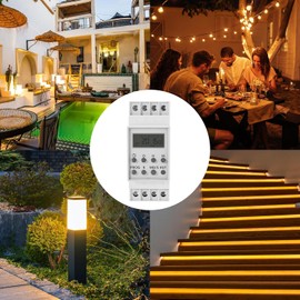 HBN Digitale Zeitschaltuhr für Hutschiene Schalttafeleinbau 3680W, 8 Schaltprogramme, 7 Tage Zeitschalter Wochenzeitschaltuhr, 24h Timer, Minutenprogramm, Sommer-/Winterzeit, Zufallsfunktion, IP20