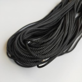 Rayon (human silk) Edo Braid String Fine Drawstring String Handicraft String Yarn Craft Supplies Craft Material Approx. 0.1 inch (2.5 mm) 30 m (2000) (3. Black)