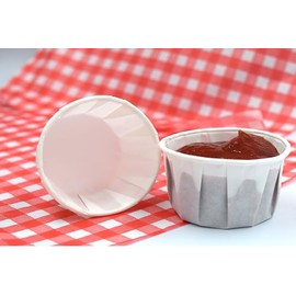 250 x 2oz/60ml Round Waxed Paper Souffle Pots, Ideal for Sauce Pots, Dipping Cups, Ramekins, Condiments, and Portions Cups