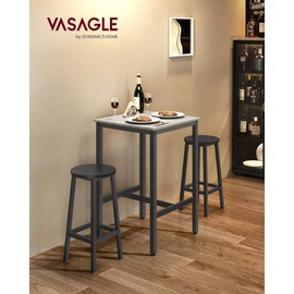 VASAGLE Bar Table, Small Kitchen Dining Table, High Top Pub Table, Height Cocktail Table for Living Room Party, Sturdy Metal Frame, 23.6 x 23.6 x 36.2 Inches for Narrow Spaces, Vintage White and Black