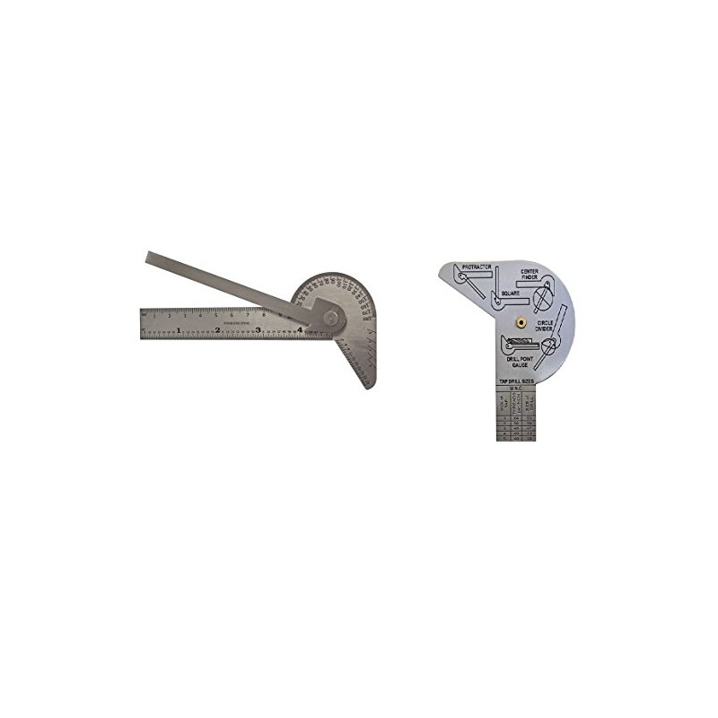 MULTI PURPOSE Protractor Square Rule Centre Finder Divider Drill Point