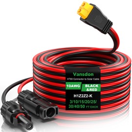 Vansdon 10AWG Solar to XT60 Cable, XT60 Solar Cable 10Ft XT60 Adapter Extension Cable for RV Power Station