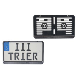 1x Kennzeichenhalter 240 x 130 mm (Mit Carbon Look Silikon Streifen) Für Kennzeichen im Format 240 x 130 mm Passt für Roller Moped Traktor Anhänger Motorrad Hänger